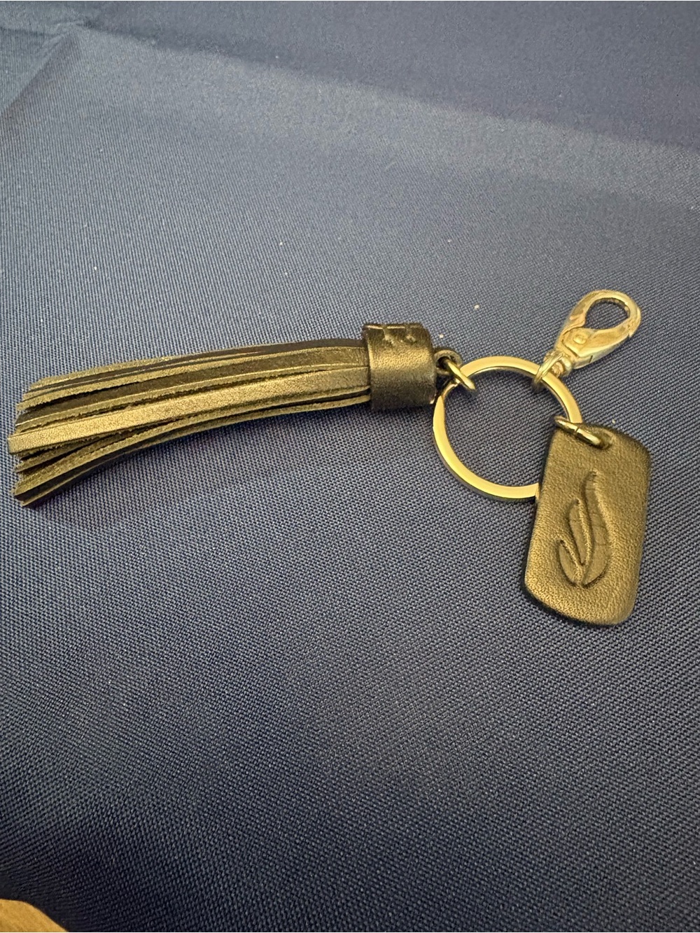 James Avery Black Leather Tassel Key & Card Holder with Gold Ring